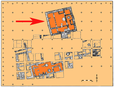 Plan des fouilles - Secteur de l'acropole et localisation de la maison hellénistique
